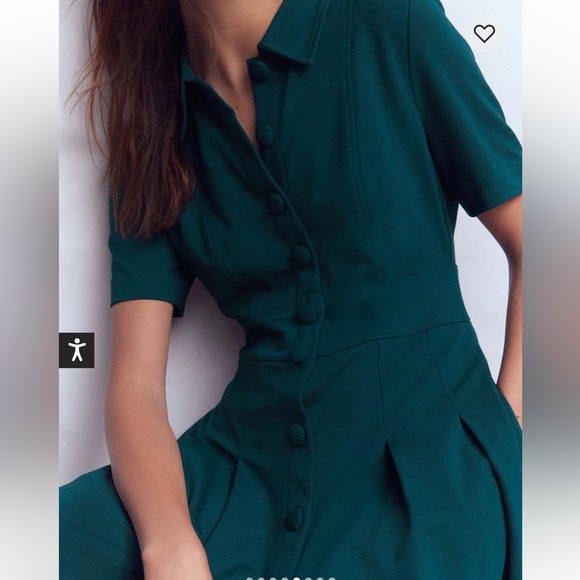 Boden Bridget Ponte Short Dress Above Knee Button Pockets Midnight Teal 10 REG - Picture 6 of 15